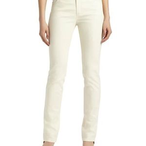 Lafayette 148 New York Thompson Cream Ecru Denim Cotton Blend Slim Leg Pants
